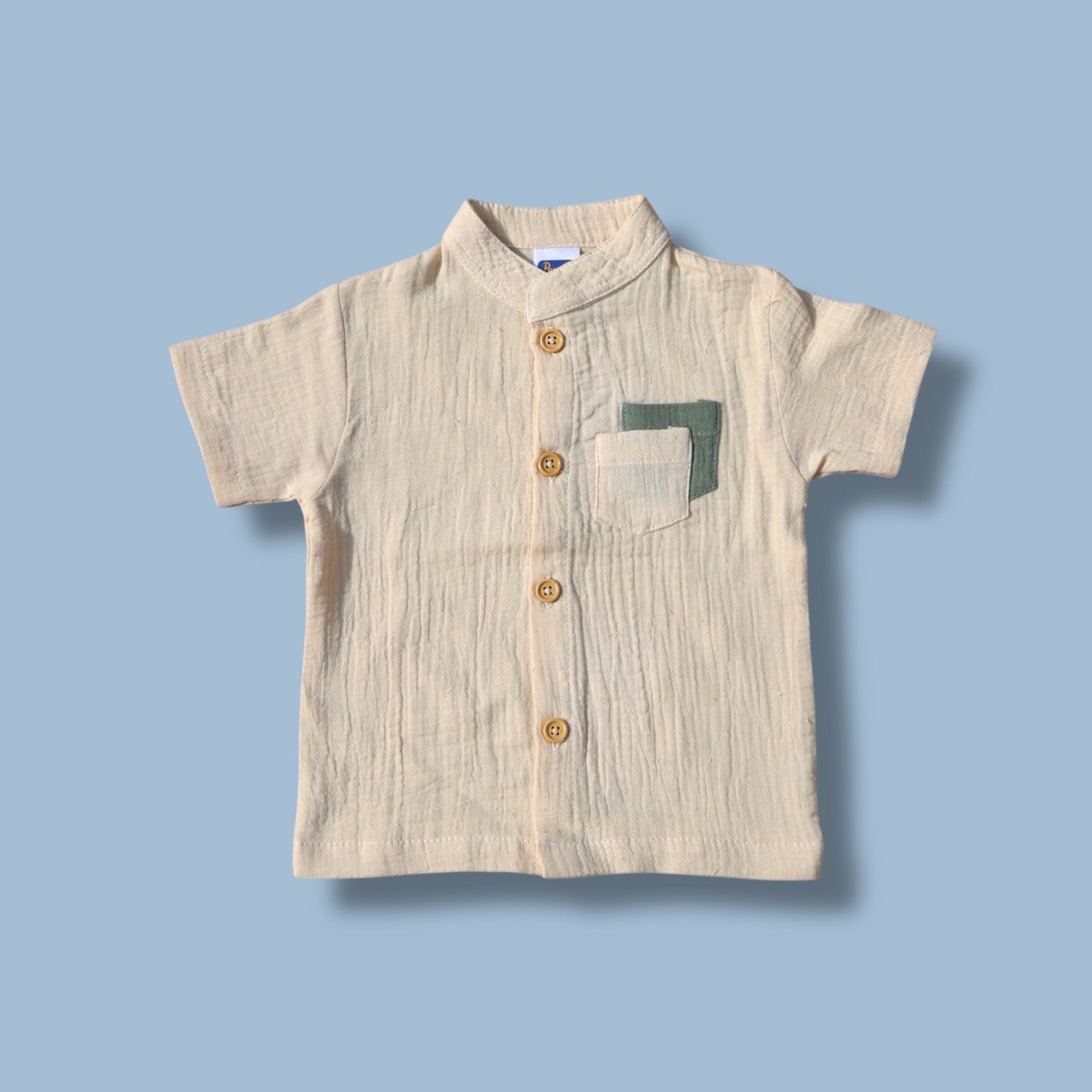 Pepito Minimalist Mandarin Shirt Set – Sand & Sage