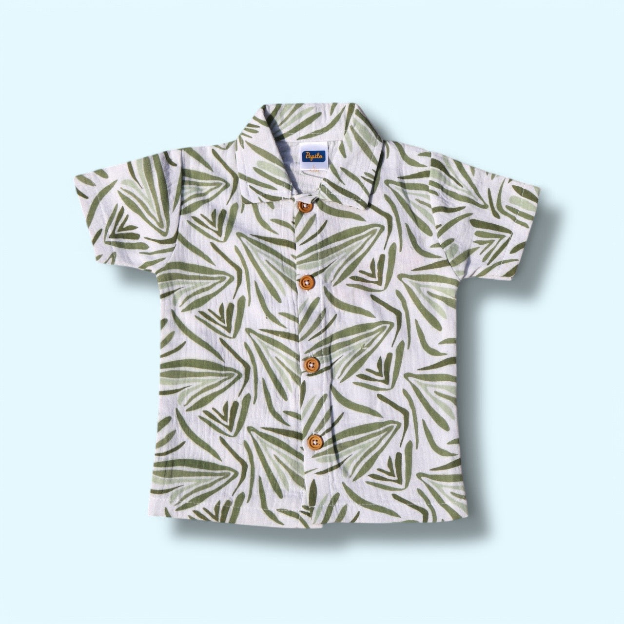 Boys Tropical Print Shirt & Green Shorts Set – Summer Outfit