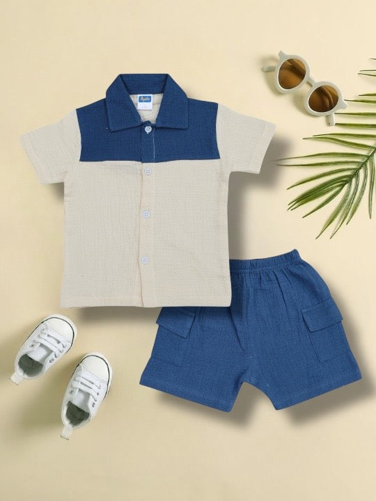 Pepito's Classic Blue & Cream Linen Co-Ord Set