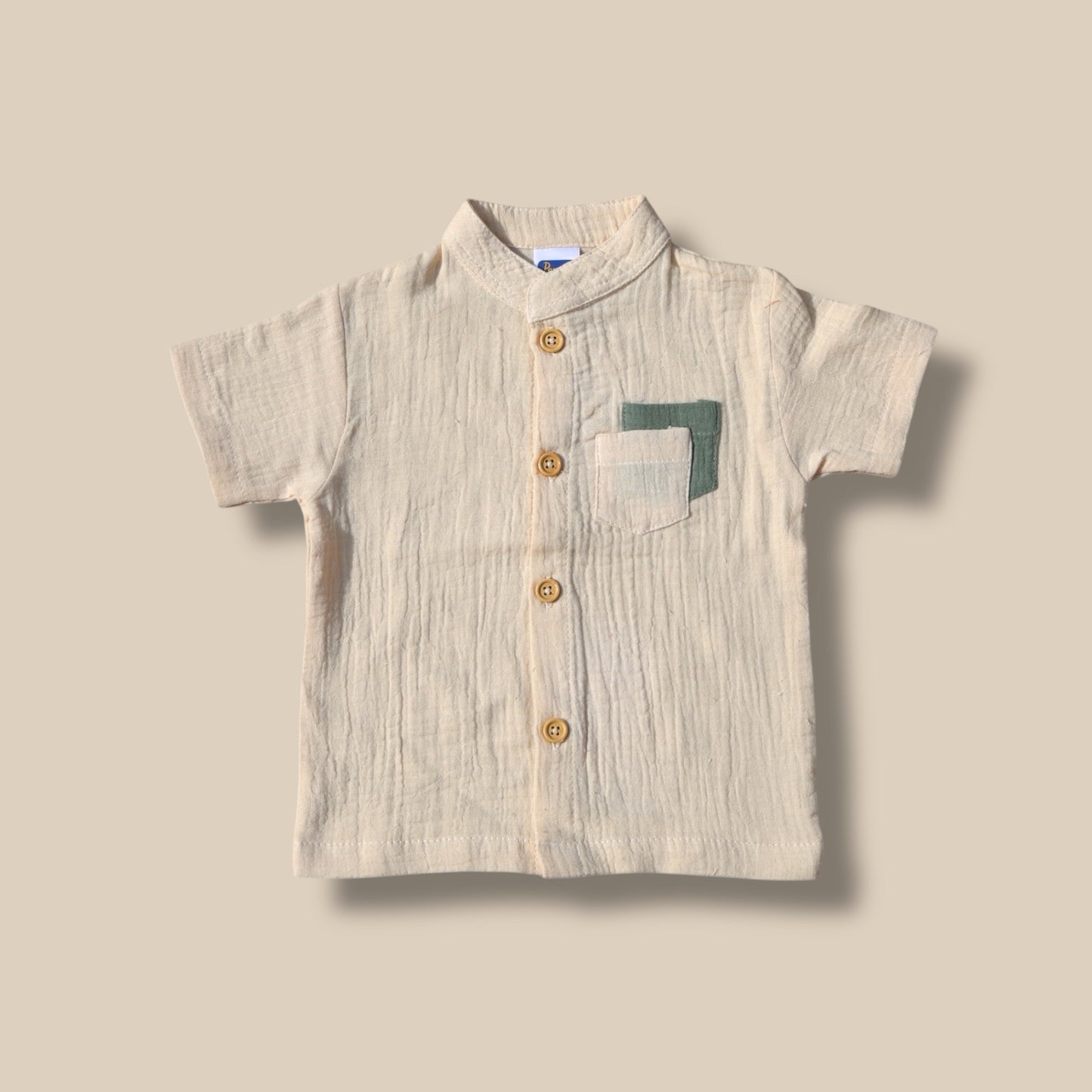 Pepito Minimalist Mandarin Shirt Set – Sand & Sage