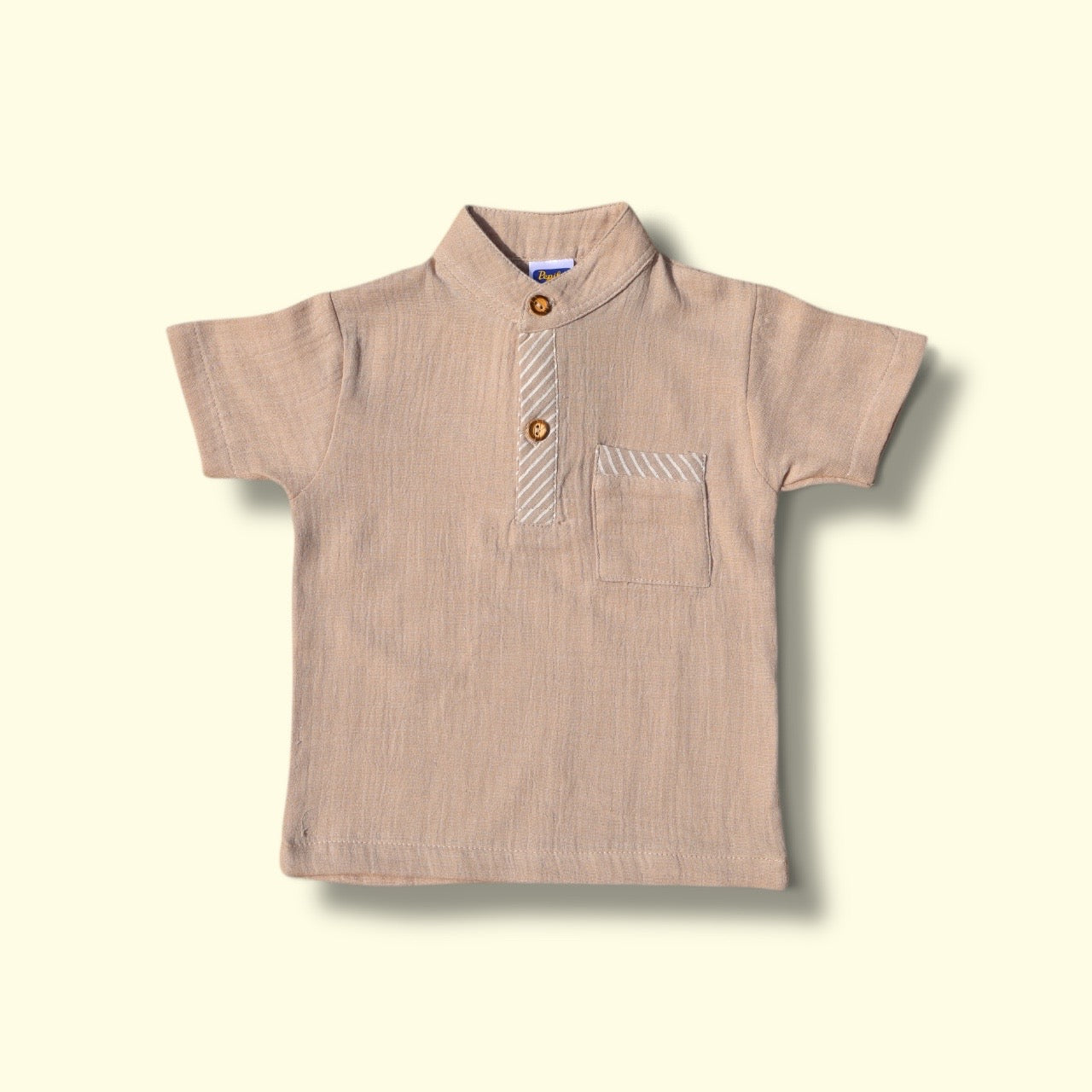 Boys Beige 100% Cotton Set – Short Sleeve Top & Ivory Pants