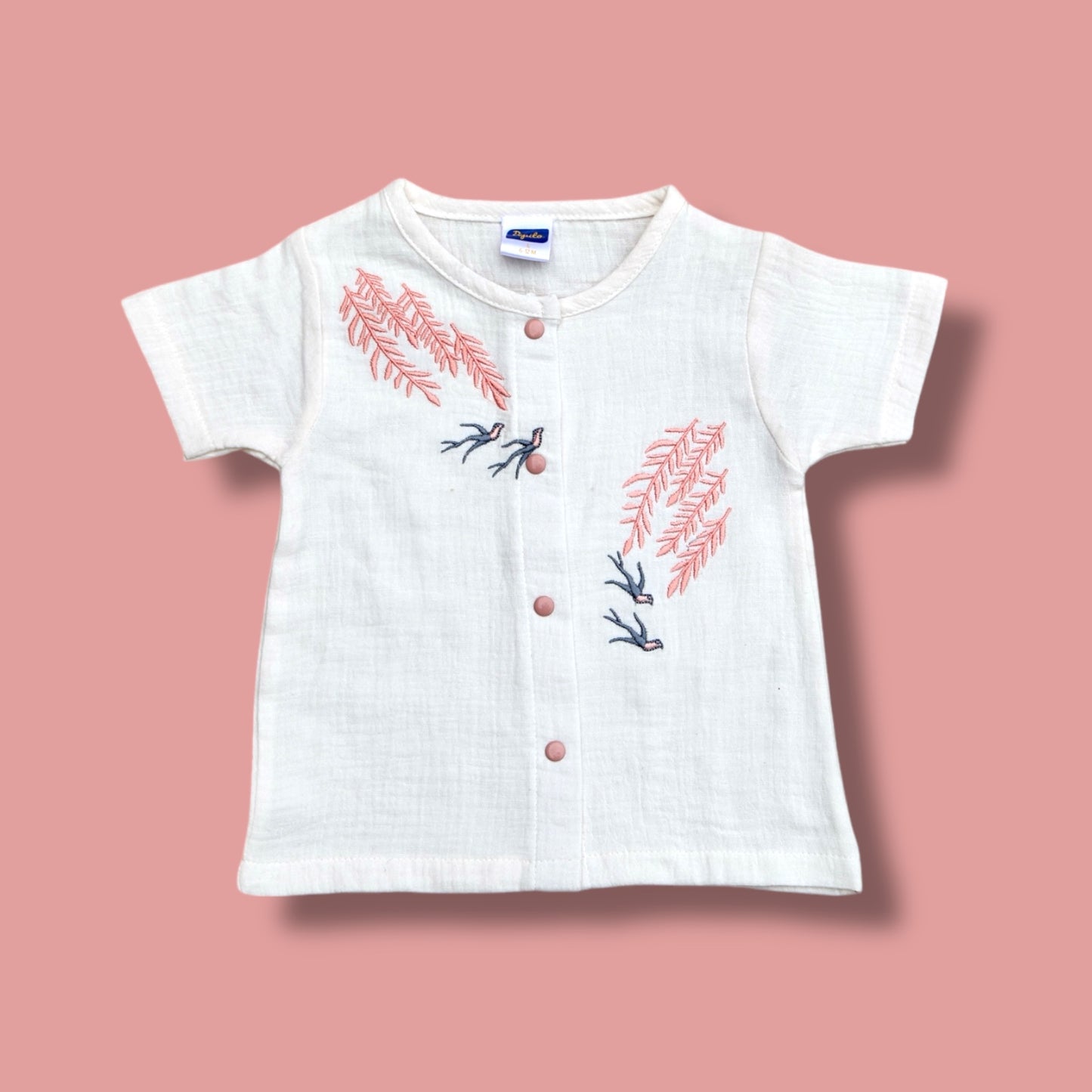 Pepito Girls’ Summer Cotton Set – Embroidered White Top with Pink Shorts