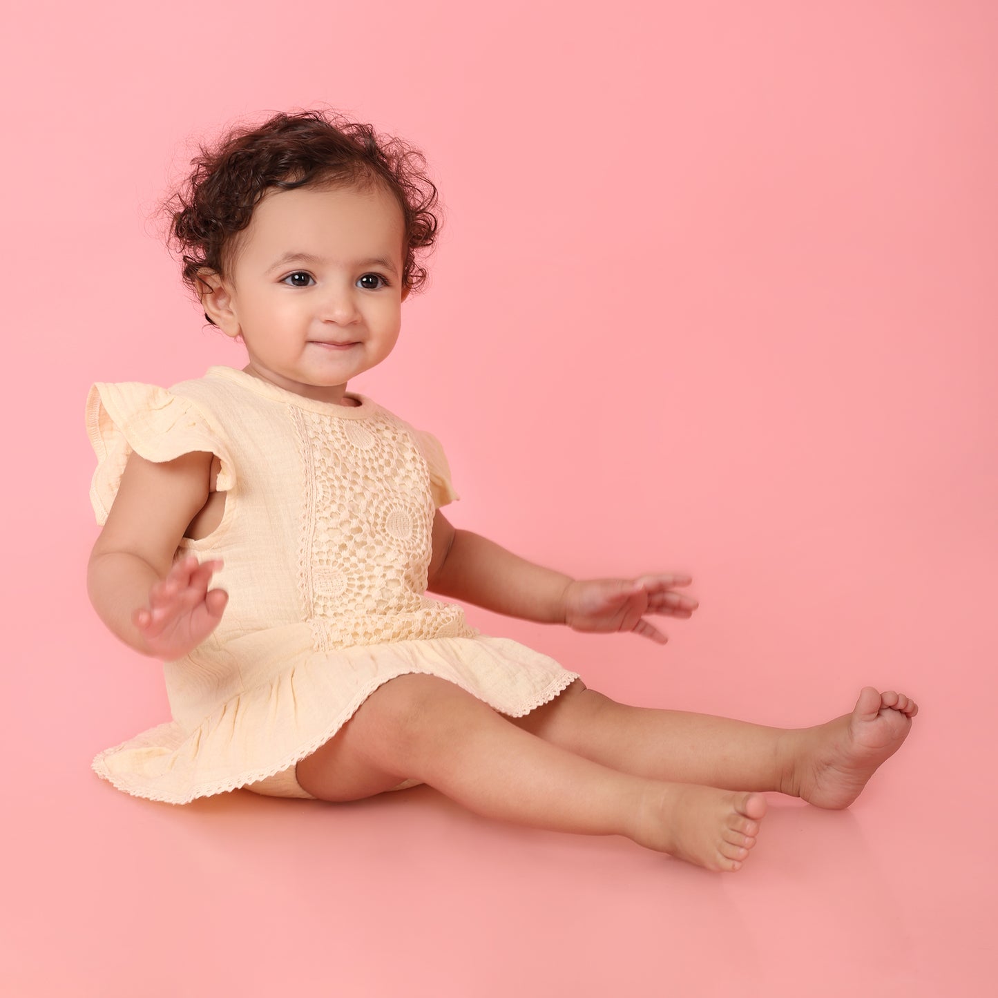 Pepito Baby Girls' Cotton Lace Top & Bloomers | Elegant Summer Outfit | Soft & Breathable