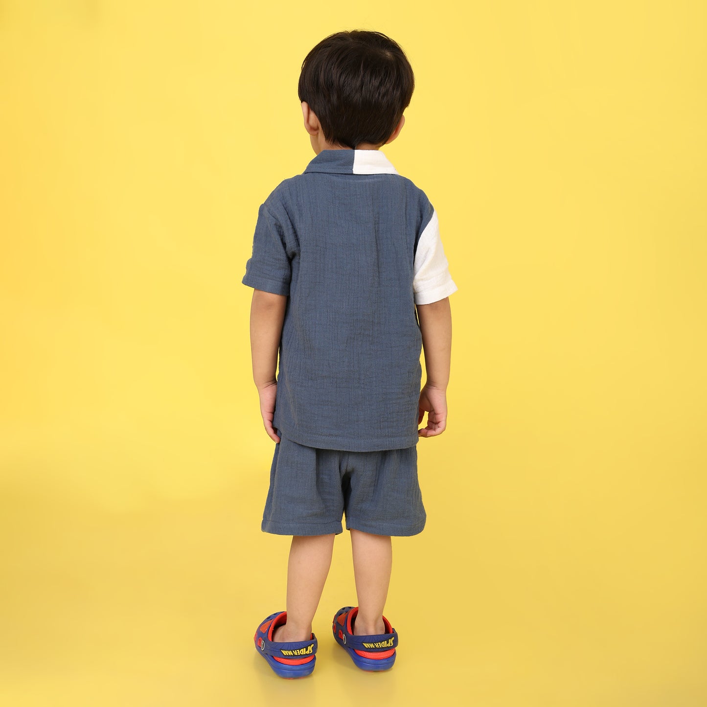 Pepito Dual-Tone Half & Half Shirt Set – Navy & White