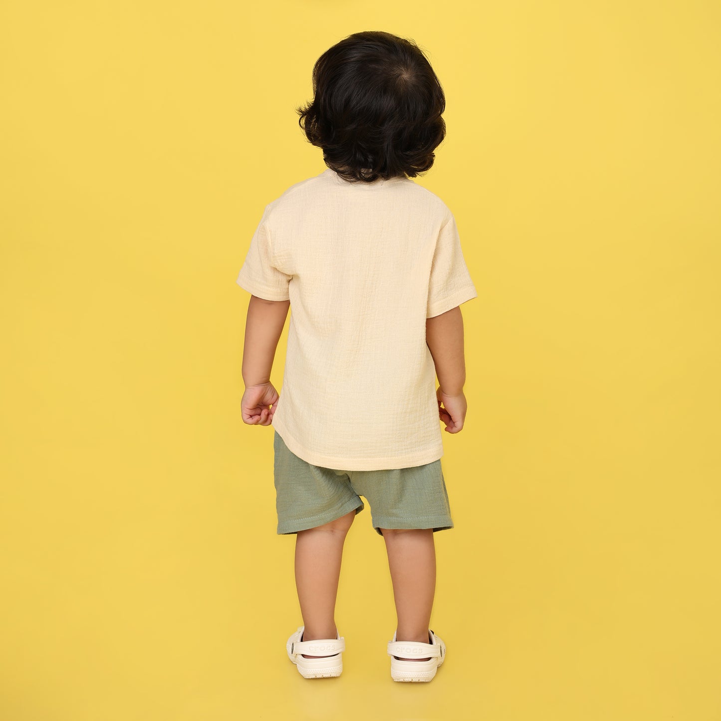 Pepito Minimalist Mandarin Shirt Set – Sand & Sage