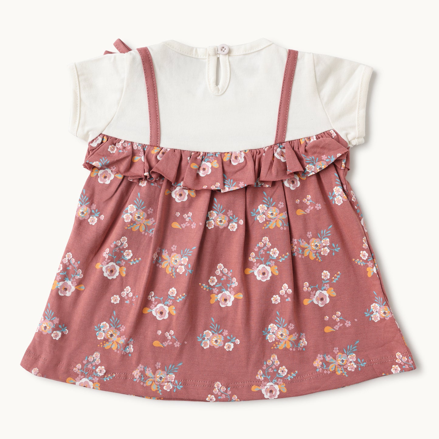 Blush Floral Ruffle Baby Dress – Soft Cotton