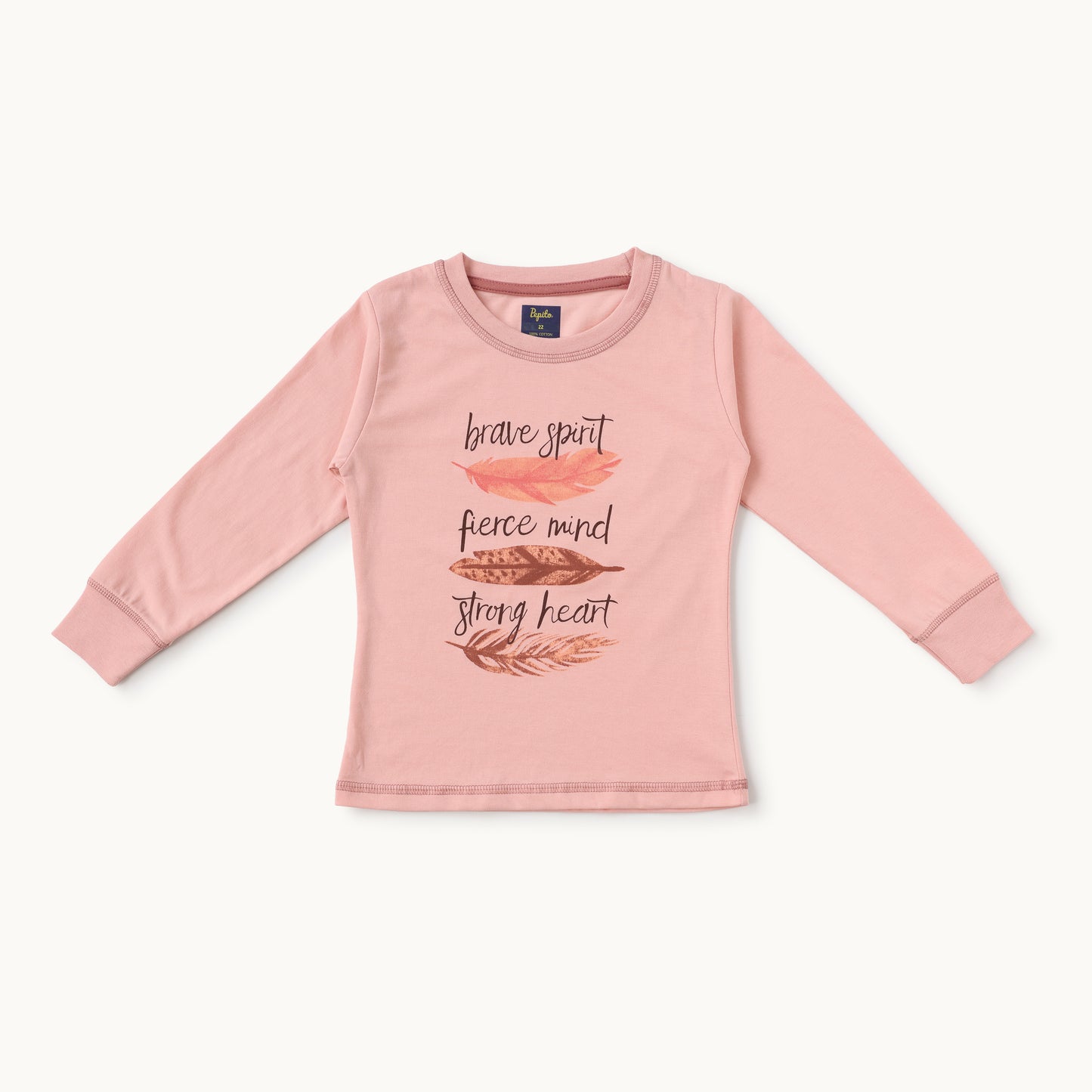 Brave Spirit Feather Print Pajama Set – Blush Pink