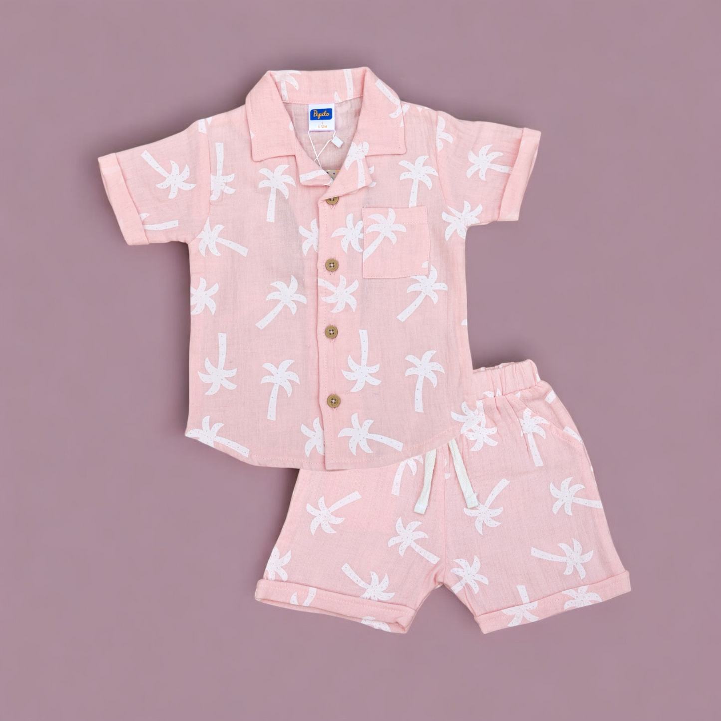 Pepito's Pink Palm Paradise 100% Organic Cotton Co-Ord Set