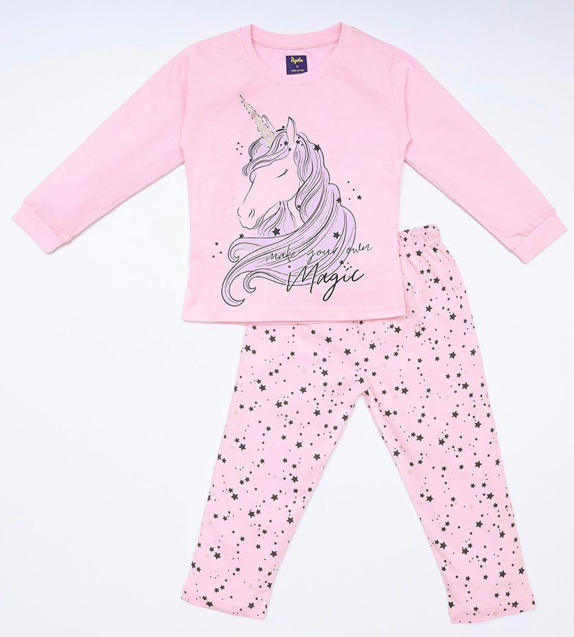 Pepito Girls' Unicorn Magic Night Suit – Full Sleeves & Pajama Set