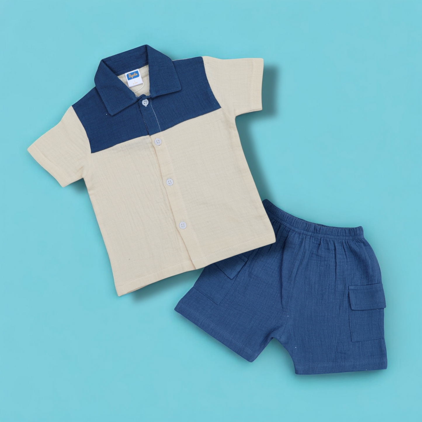 Pepito's Classic Blue & Cream Linen Co-Ord Set