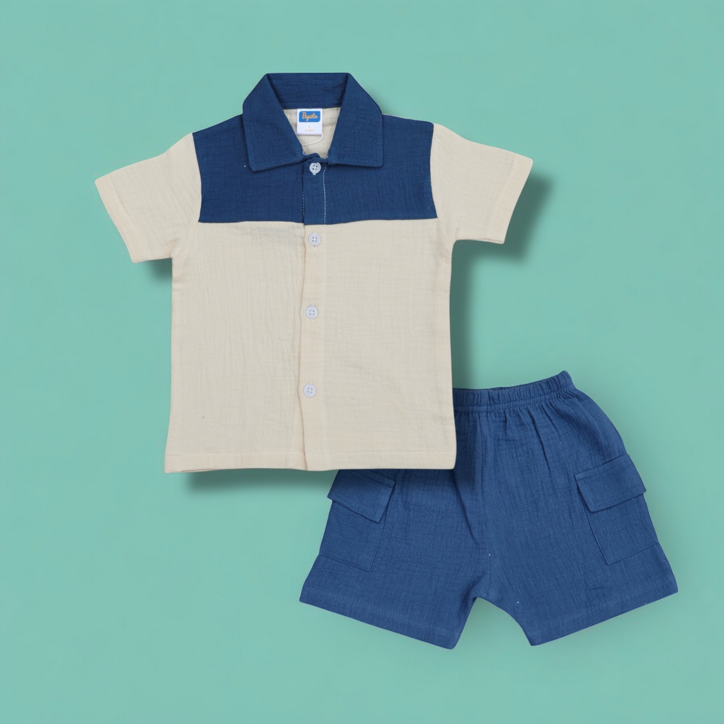 Pepito's Classic Blue & Cream Linen Co-Ord Set