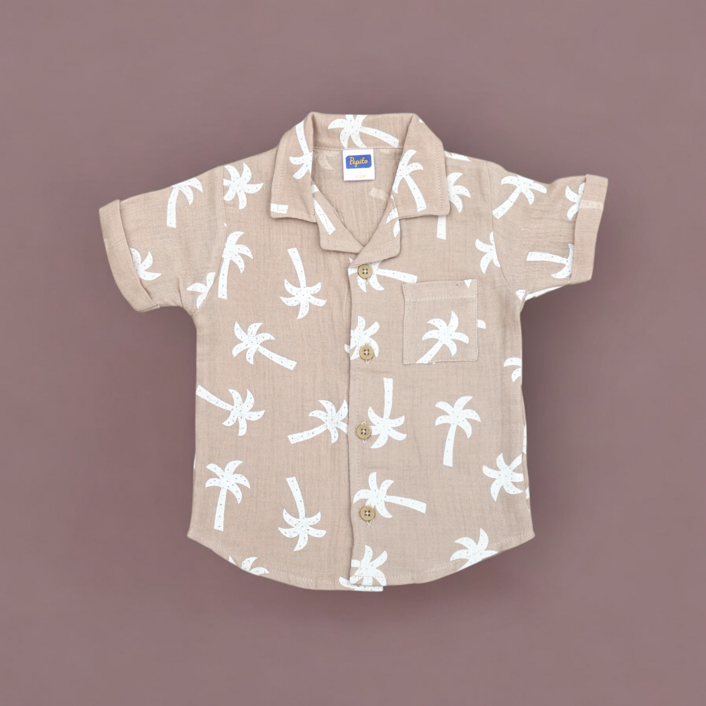 Pepito Boys' Cotton Co-ord Set | Tropical Palm Print Shirt & Shorts Set