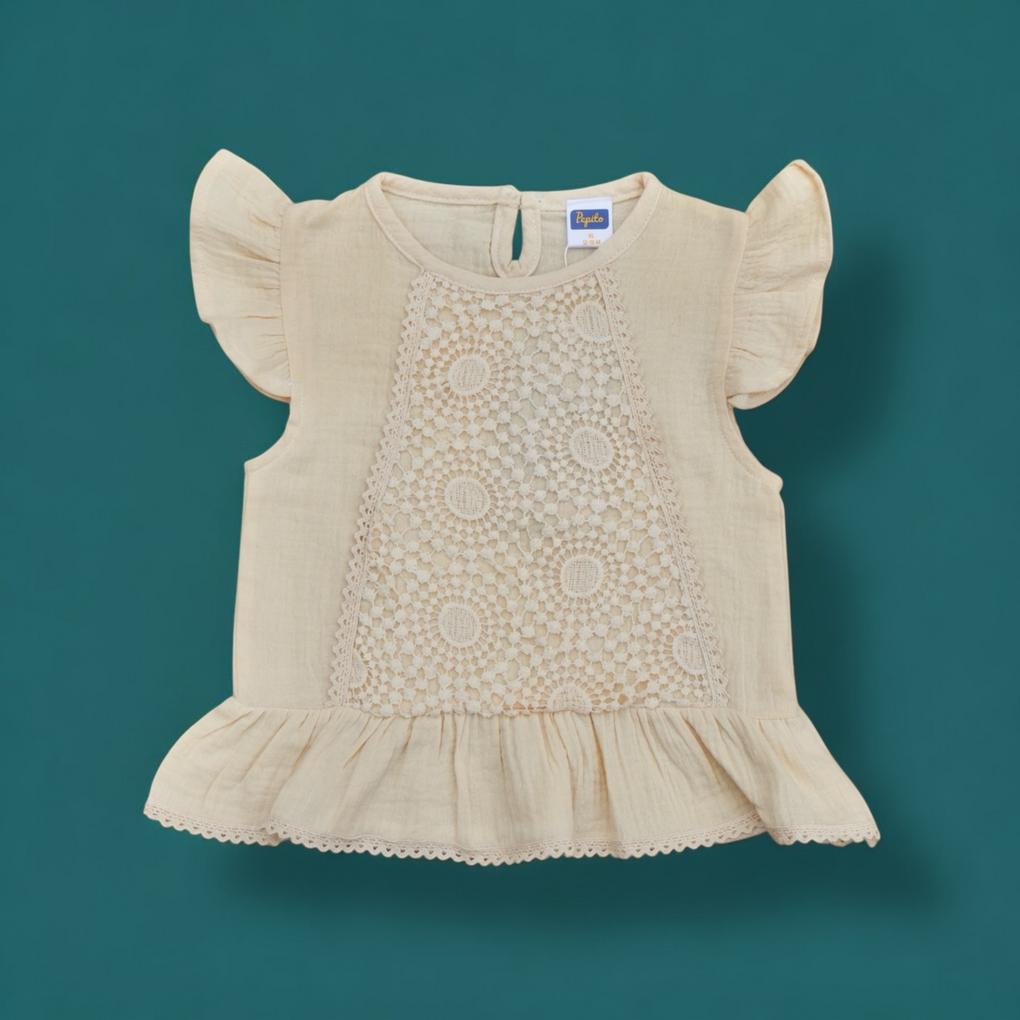 Pepito Baby Girls' Cotton Lace Top & Bloomers | Elegant Summer Outfit | Soft & Breathable