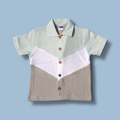 Mint & Beige Boys 100% Organic Cotton Co-ord Set – Stylish Summer Outfit