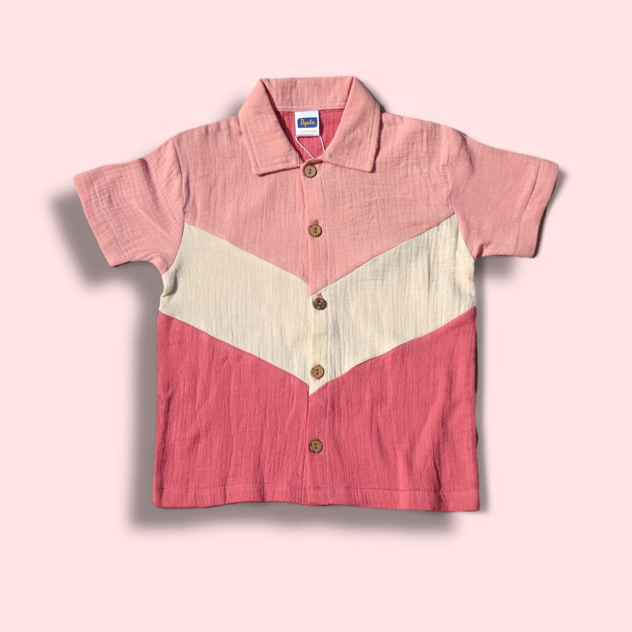 Stylish Ombre Pink Shirt & Shorts Set for Boys – Breathable 100% Organic Cotton