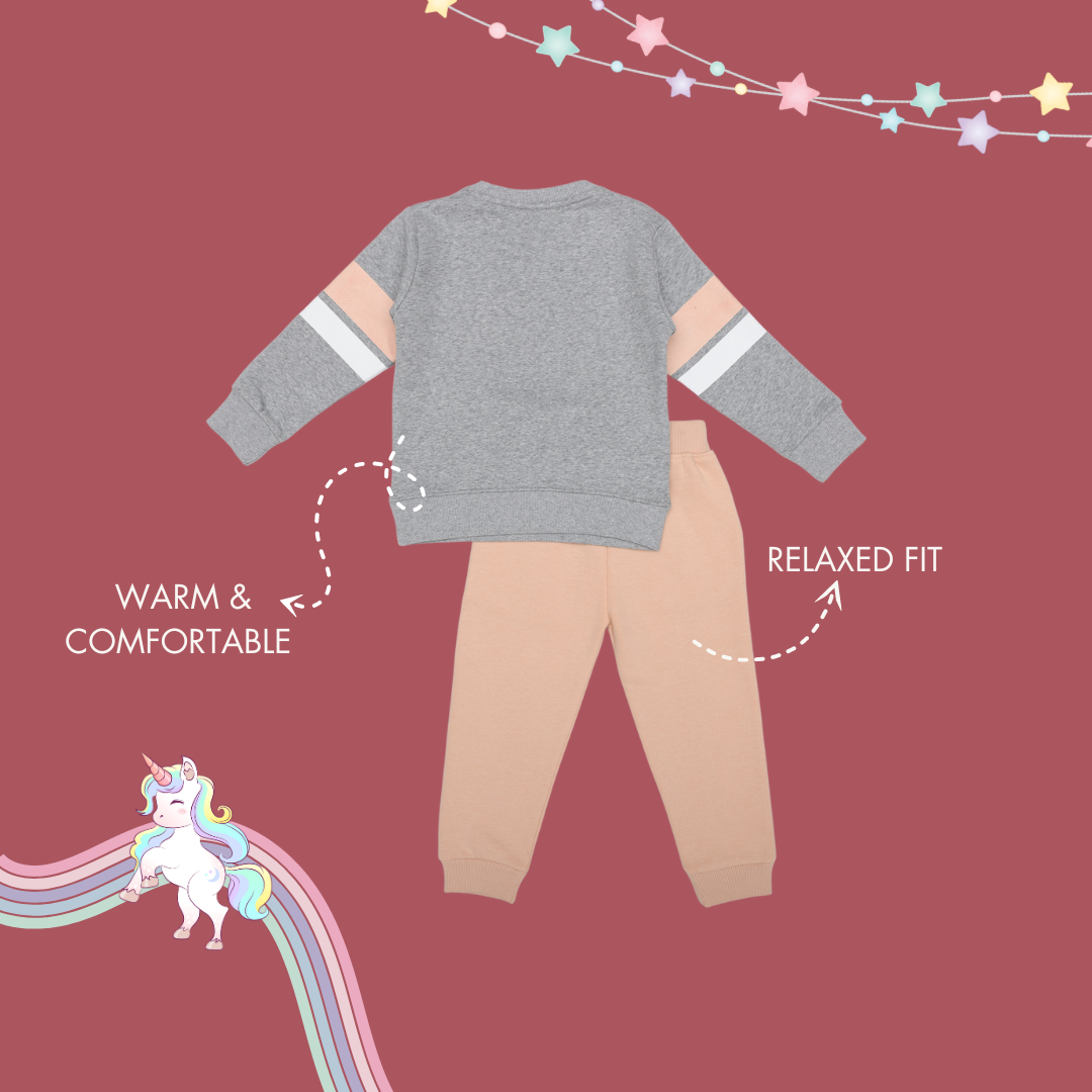 GIRLS UNICORN ARTWORK FLEECE TRACKSUIT