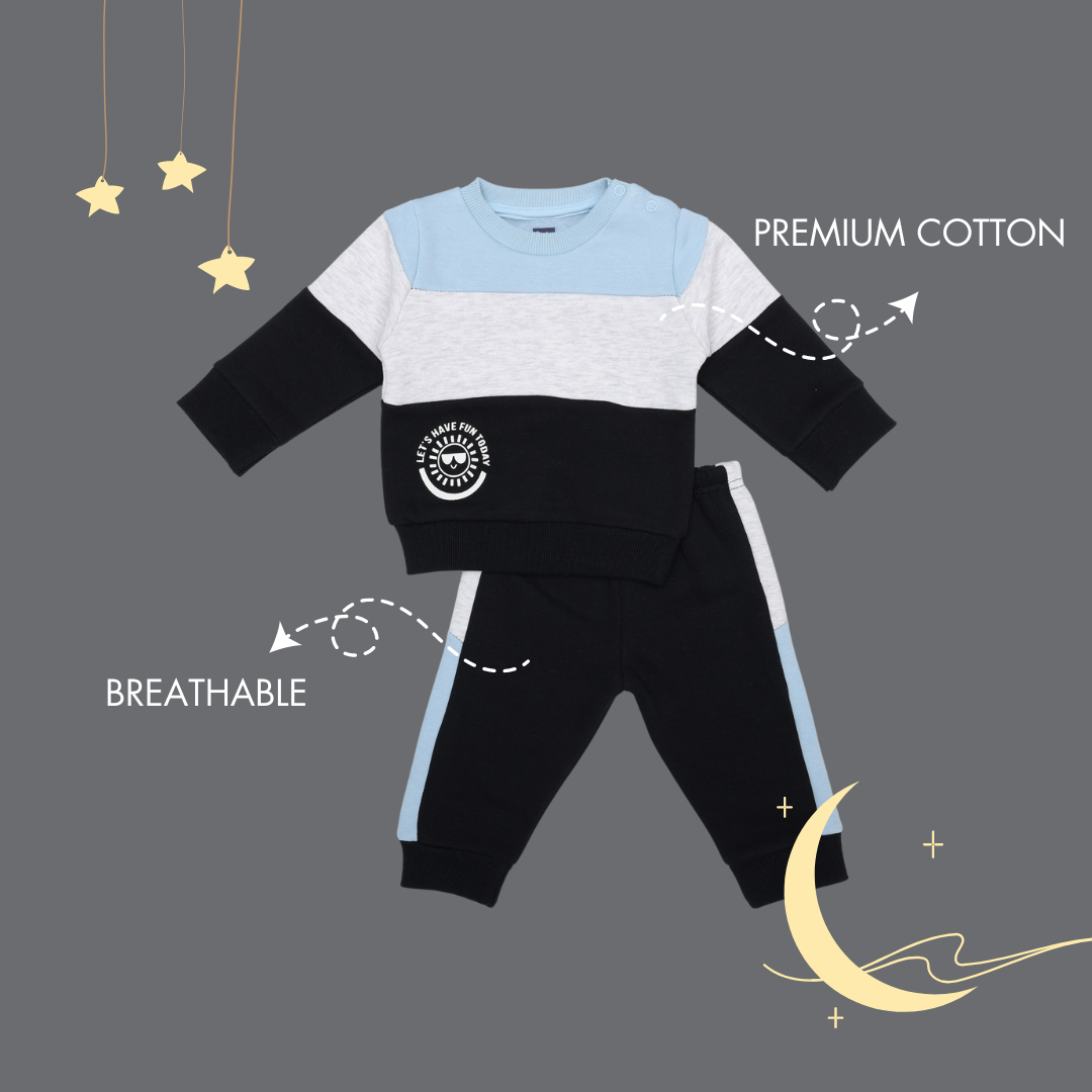 BOYS HORIZONTAL PANELS FLEECE TRACKSUIT