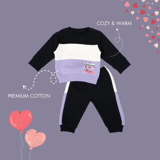 GIRLS COLOUR-BLOCK FLEECE TRACKSUIT