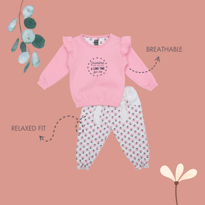 GIRLS GRANDMA PRINT FLEECE TRACKSUIT