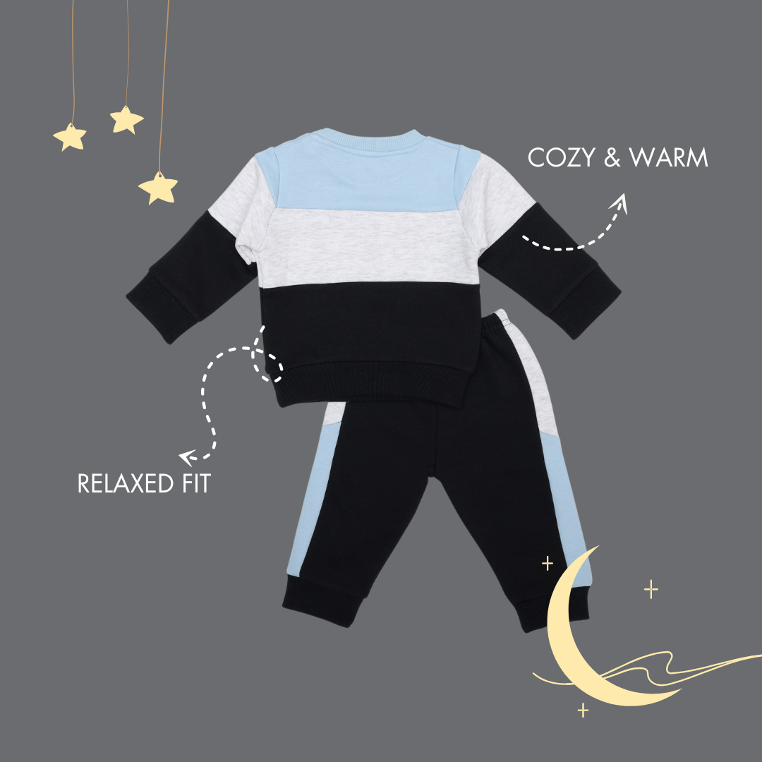 BOYS HORIZONTAL PANELS FLEECE TRACKSUIT