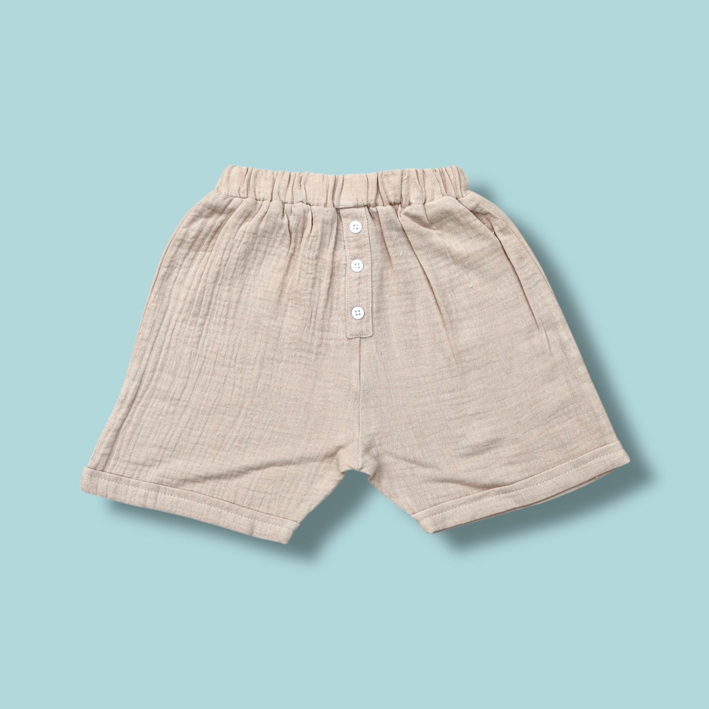 Pepito Boys’ Striped Cotton Shirt & Shorts Set – Beige & White Summer Outfit