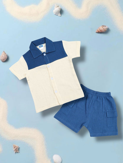 Pepito's Classic Blue & Cream Linen Co-Ord Set