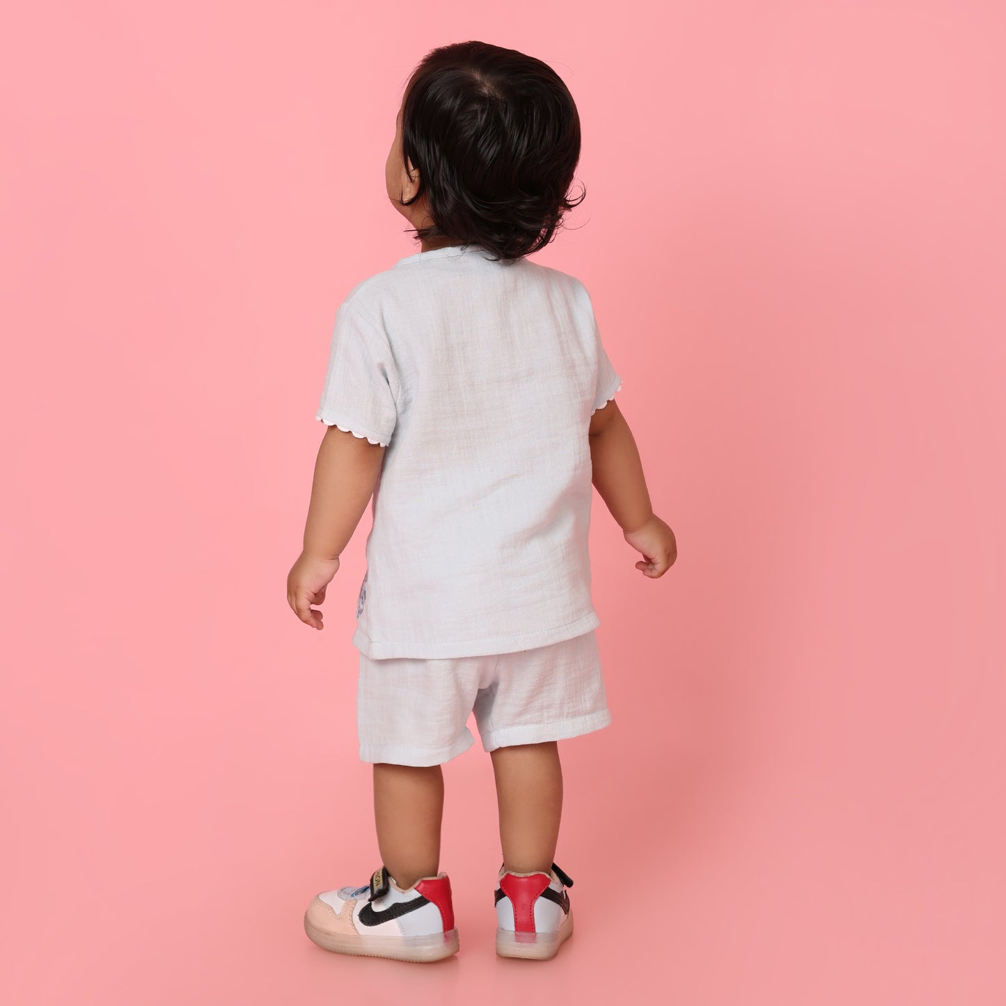 Pepito 100% Cotton Double Gauge Girls Shorts Set – Embroidered Floral Top & Shorts