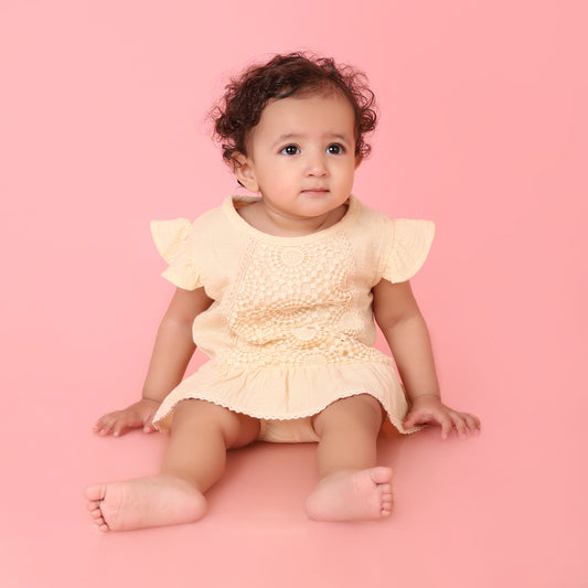 Pepito Baby Girls' Cotton Lace Top & Bloomers | Elegant Summer Outfit | Soft & Breathable