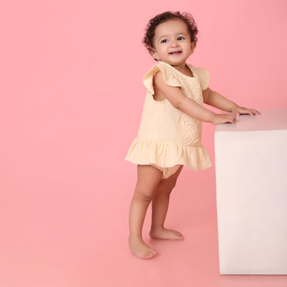 Pepito Baby Girls' Cotton Lace Top & Bloomers | Elegant Summer Outfit | Soft & Breathable