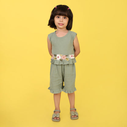 Pepito Girls' Floral Ruffle Co-Ord Set