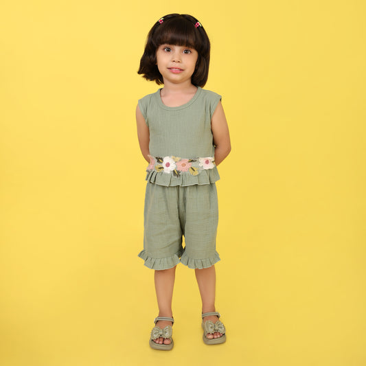 Pepito Girls' Floral Ruffle Co-Ord Set