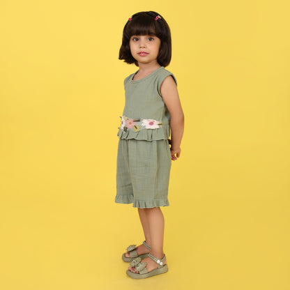 Pepito Girls' Floral Ruffle Co-Ord Set
