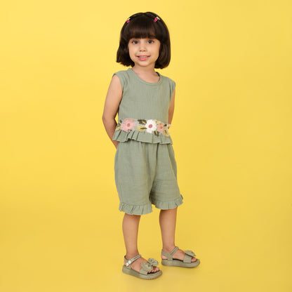 Pepito Girls' Floral Ruffle Co-Ord Set