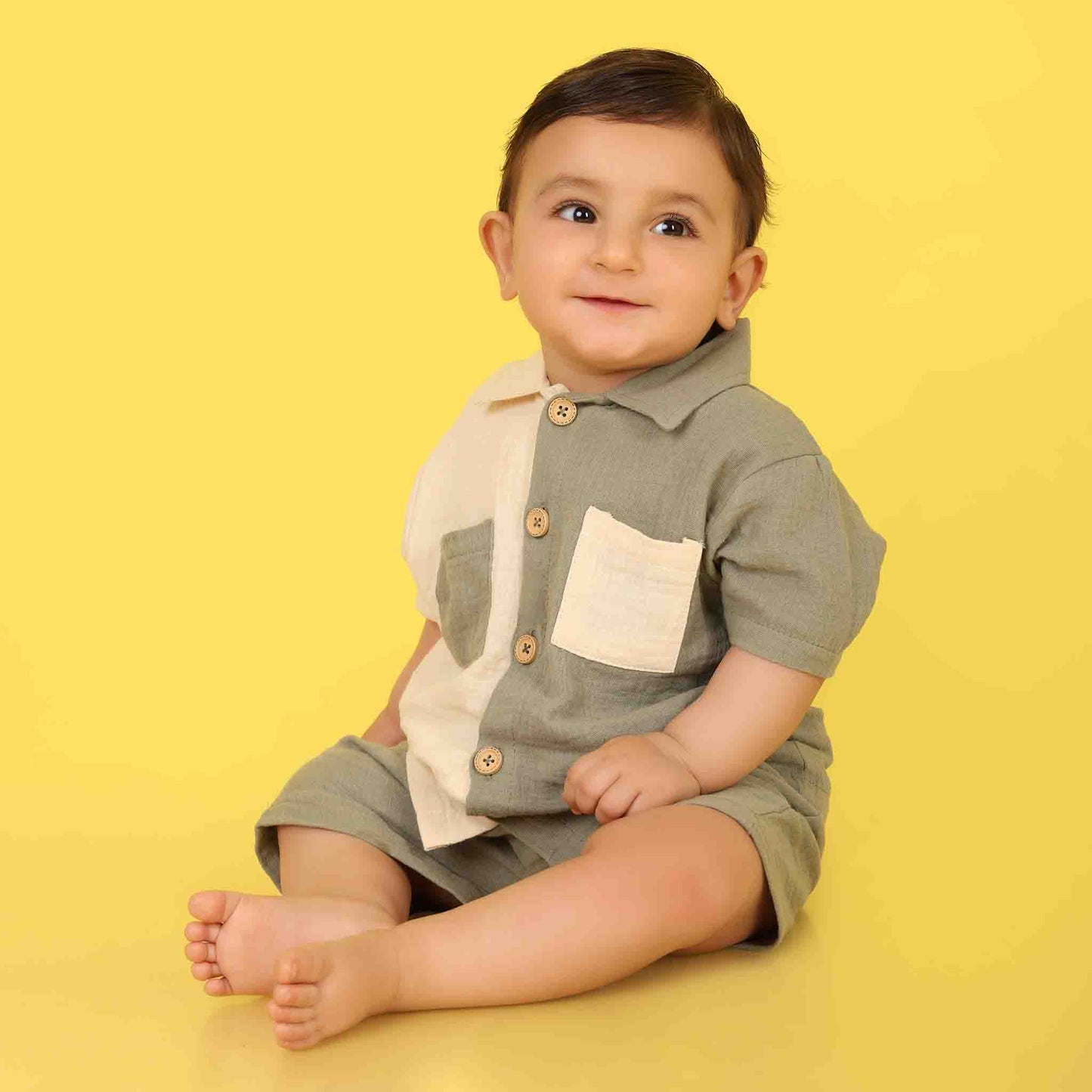 Pepito 100% Cotton Double Gauge Boys Shorts Set – Dual-Tone Shirt & Shorts (6-36 Months)