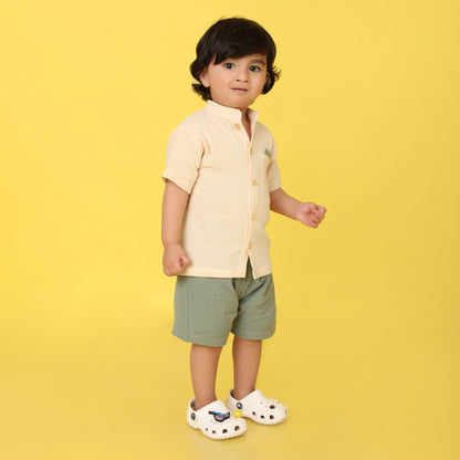 Pepito Minimalist Mandarin Shirt Set – Sand & Sage