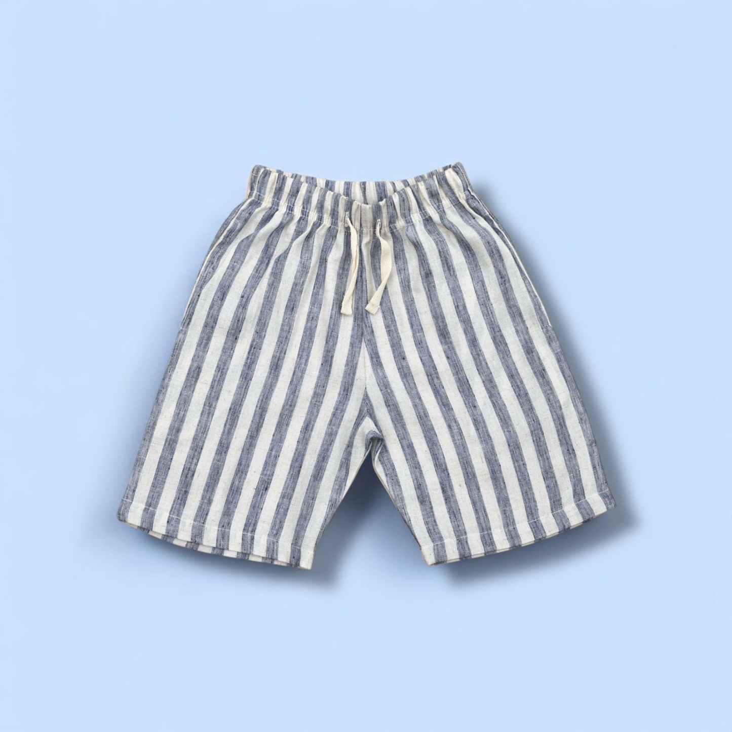 Pepito's Coastal Breeze Striped Linen Shirt & Short Set