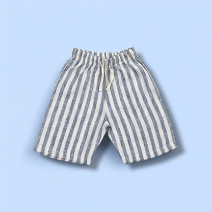 Pepito's Coastal Breeze Striped Linen Shirt & Short Set