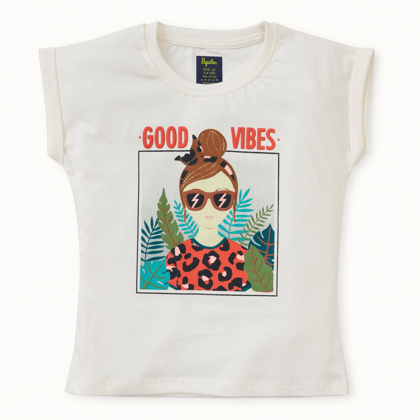 Girls Animal Print Round-Neck T-Shirt with Shorts Set