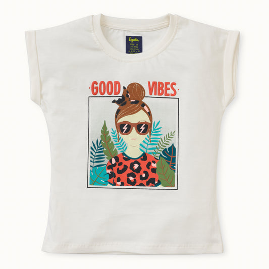 Girls Animal Print Round-Neck T-Shirt with Shorts Set