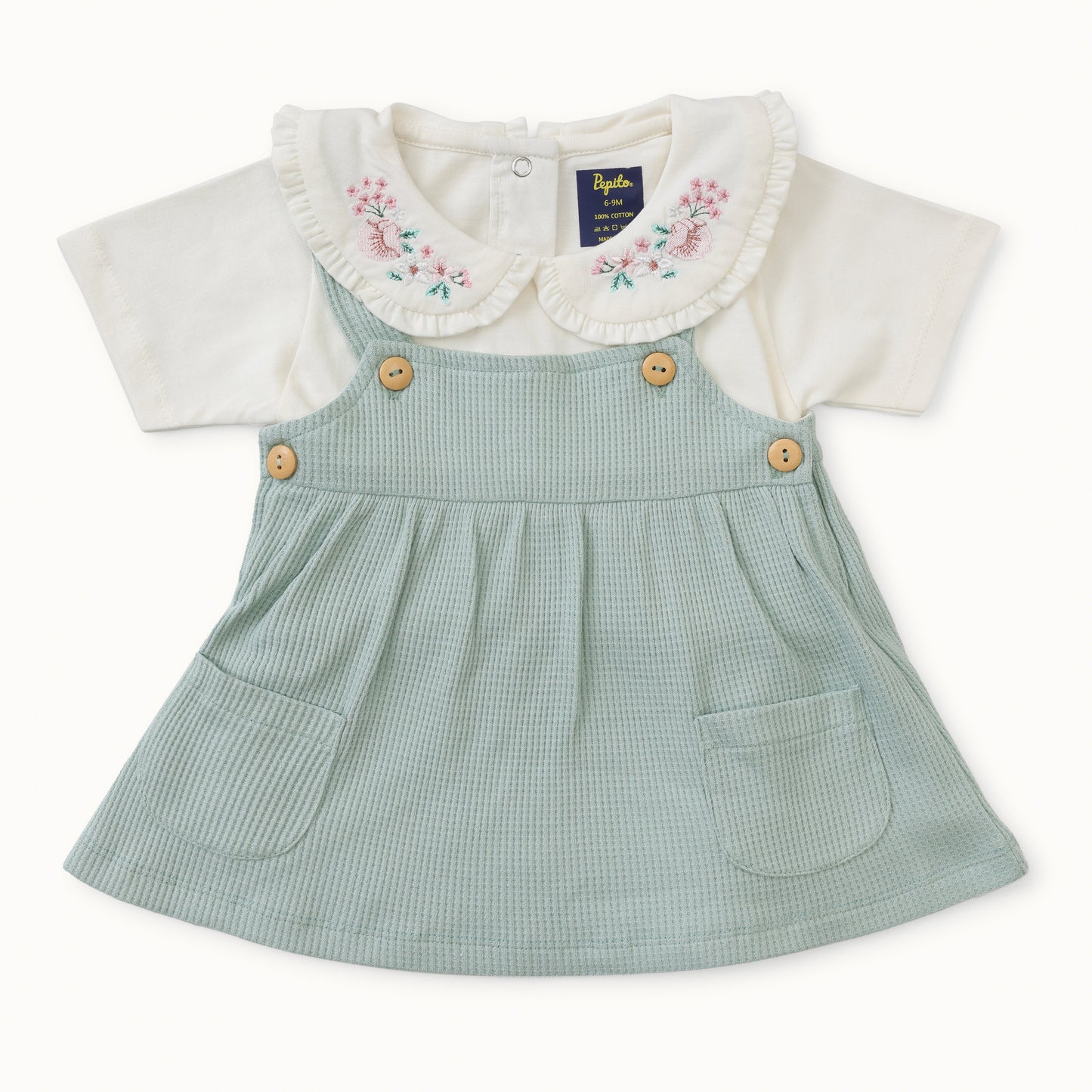 Sage Green Dungaree Dress -  Infant Girls