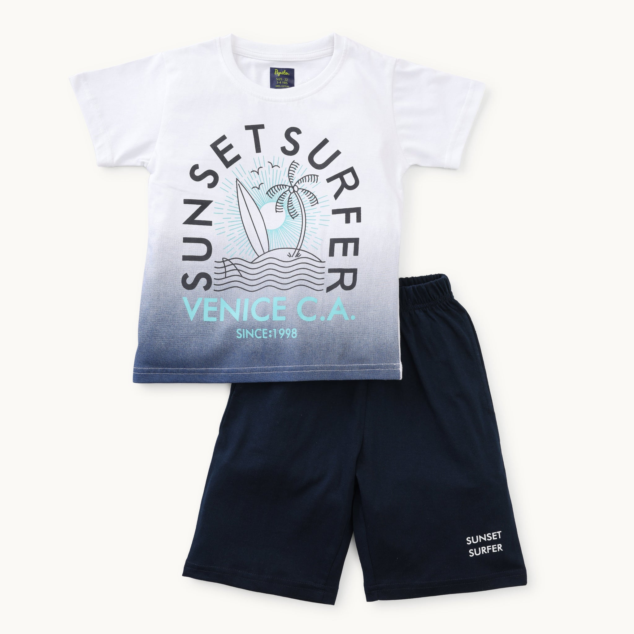 Boys Typographic Print T-Shirt & Shorts Set