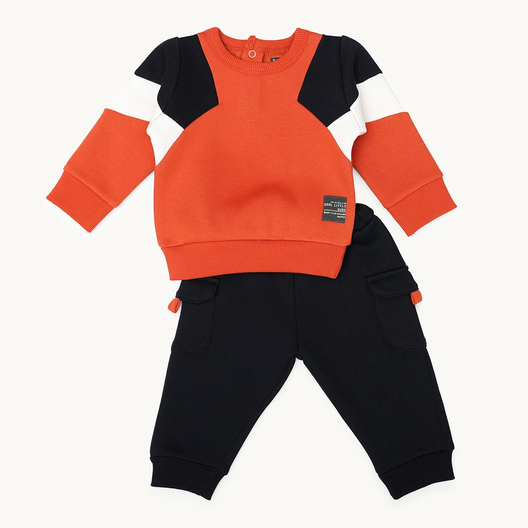 BOYS COLOUR-BLOCK BACK OPENING TRACKSUIT