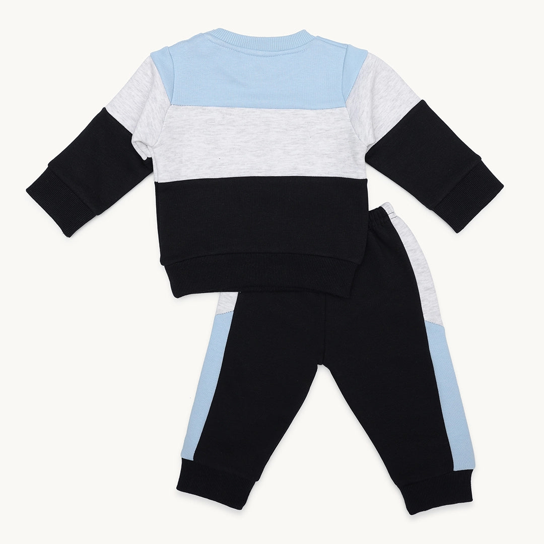 BOYS HORIZONTAL PANELS FLEECE TRACKSUIT