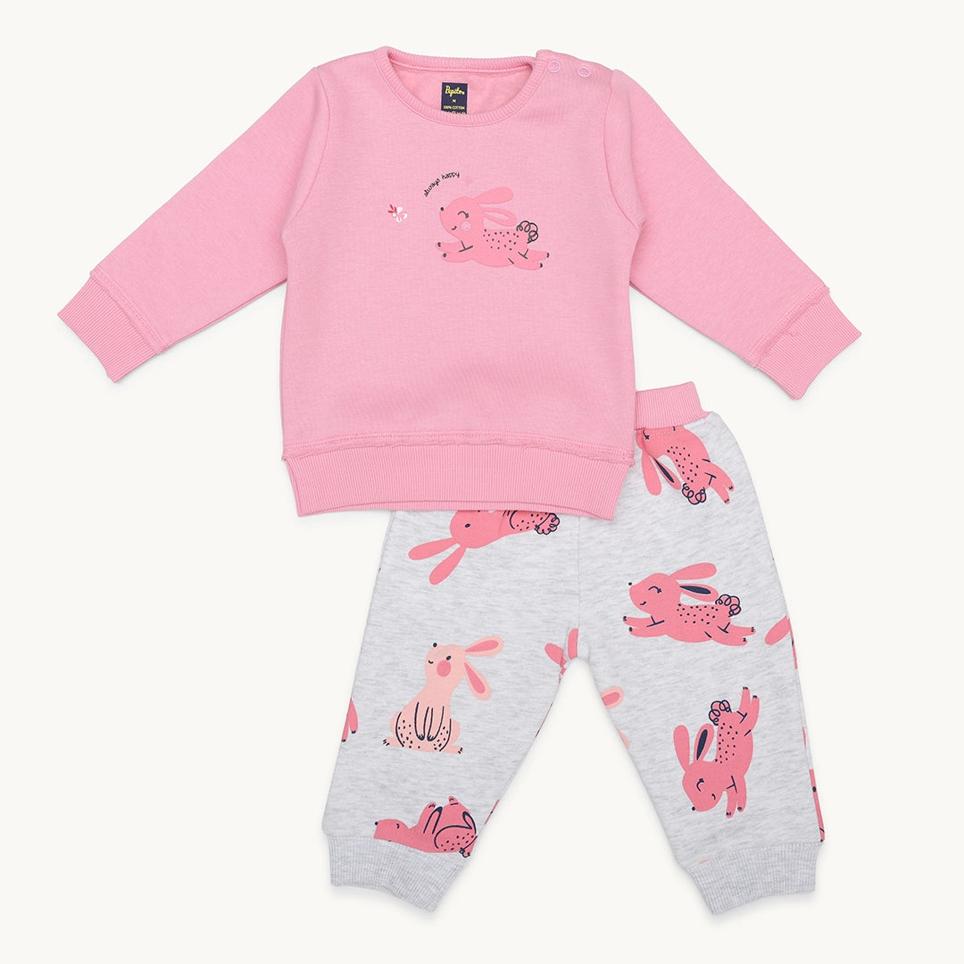 GIRLS HAPPY BUNNY FLEECE TRACKSUIT