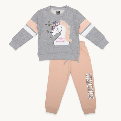 GIRLS UNICORN ARTWORK FLEECE TRACKSUIT