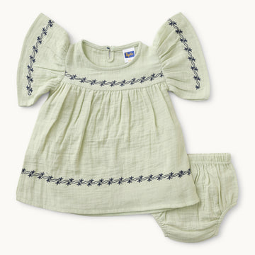 Infants Embroidered A-Line Dress & Panties Set