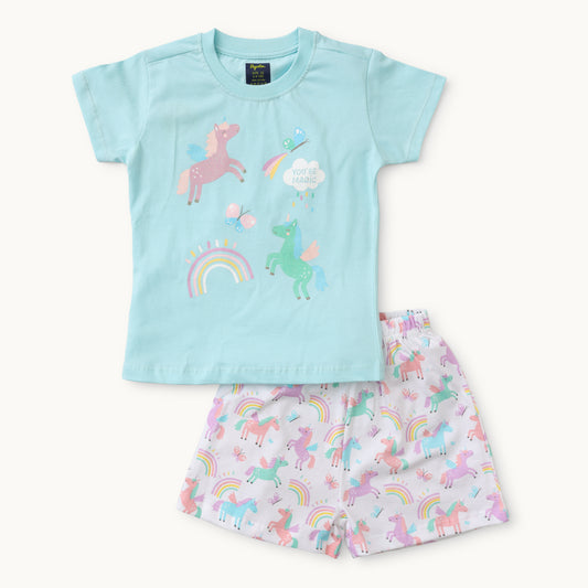 Magical Unicorn Cotton Night Suit – T-Shirt & Shorts Set