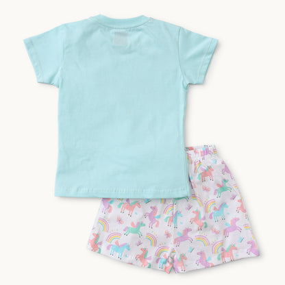 Magical Unicorn Cotton Night Suit – T-Shirt & Shorts Set