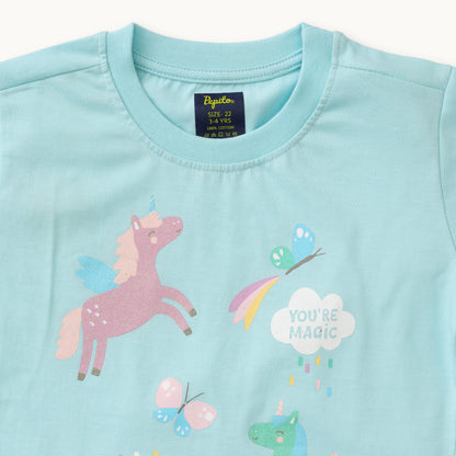 Magical Unicorn Cotton Night Suit – T-Shirt & Shorts Set