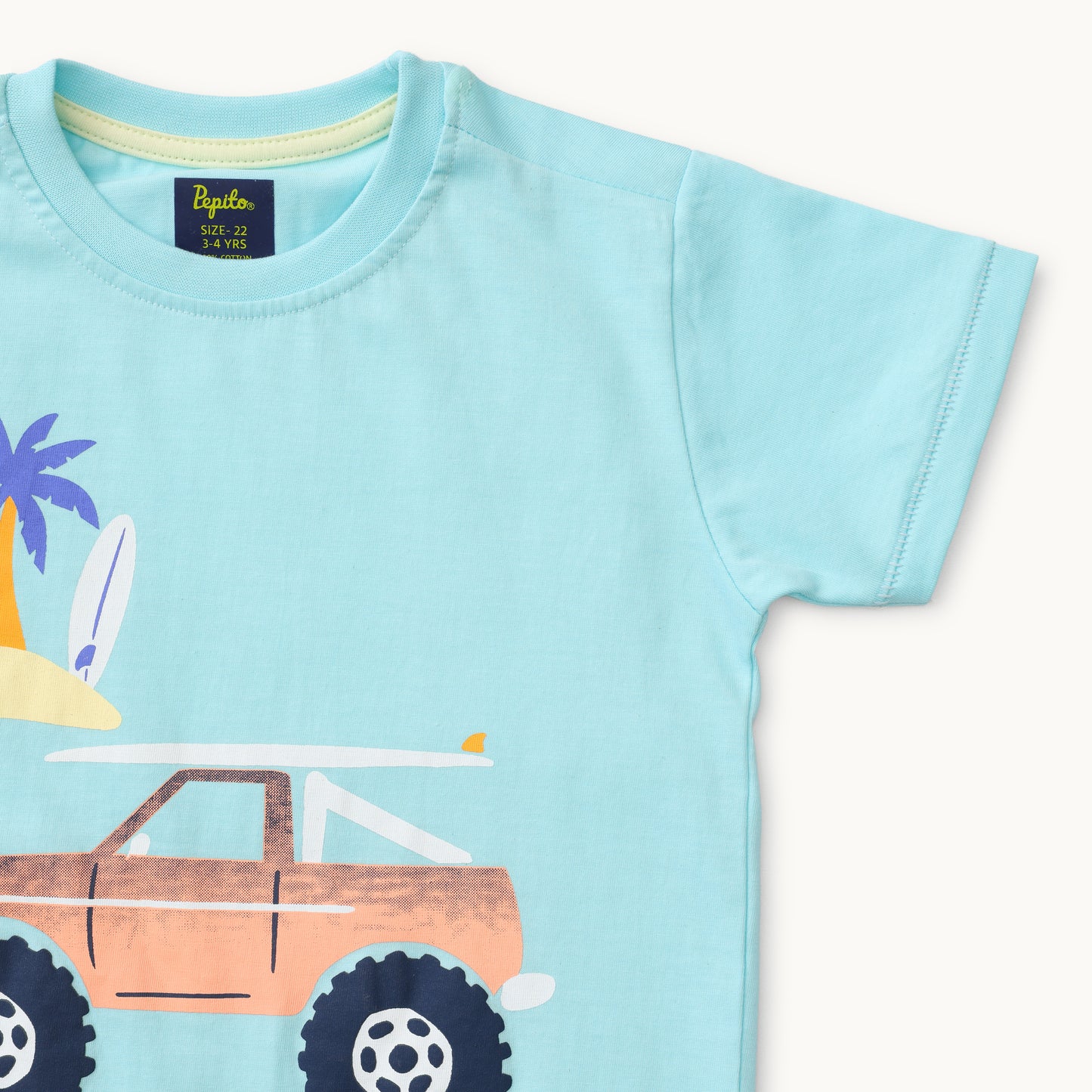 Car Print Round-Neck T-Shirt with Shorts